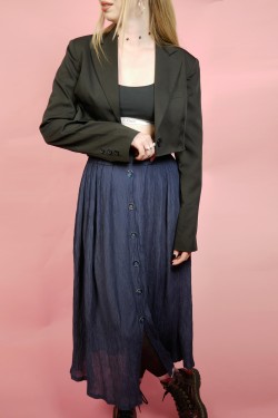 Dlhá modrá vintage sukňa na gombíky - M/L