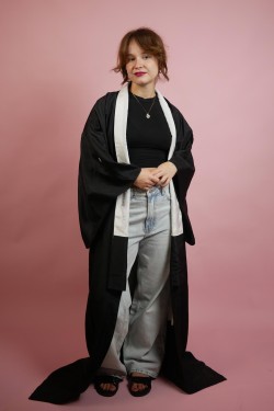 Čierne japonské kimono - UNI