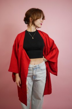 Červené japonské kimono - UNI