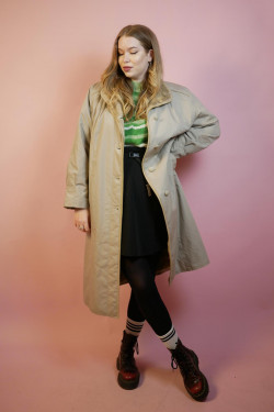 Béžový zateplený vintage trench coat - L