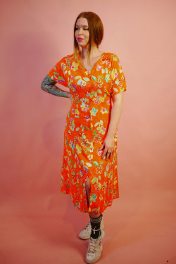 Oranžové vintage šaty - L