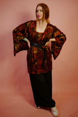 Hnedé originál japonské kimono - UNI