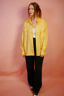 Žltá hodvábna vintage košeľa - L